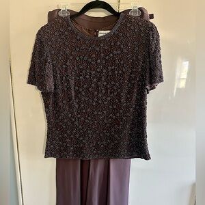 Adriana Papell 2 pc silk beaded formal